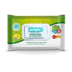 White Wipes Antibacterial Lemon - 50Piece