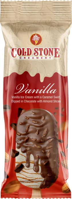 Cold Stone Vanilla With Caramel Swirl And Almond Slices Stick Ice Cream - 90Ml